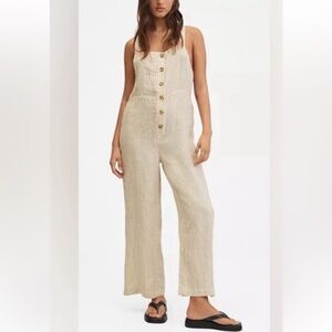 NWT MANGO Linen striped jumpsuit